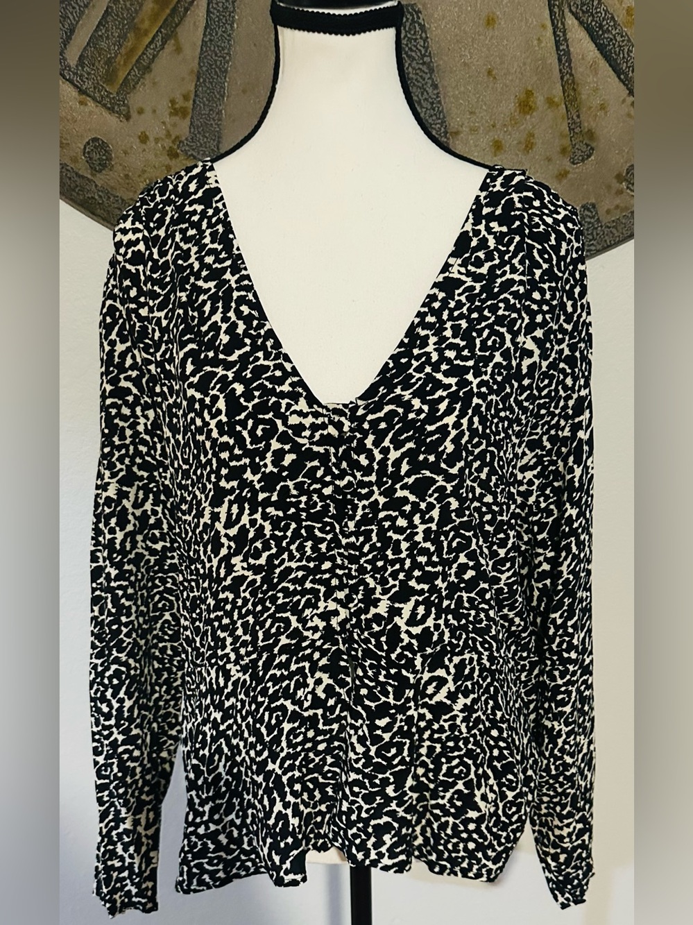 a new day Black & White V-Neck Print Top